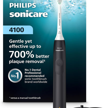 Philips Sonicare 4100 Rechargeable Electric Toothbrush with Pressure Sensor, Black HX3681/24, Manual, Adult