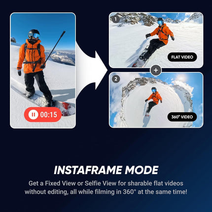 كاميرا Insta360 X5 - كاميرا تصوير بانورامي 8K مقاومة للماء، أداء رائد في الإضاءة المنخفضة، تأثير عصا سيلفي غير مرئية، عدسة متينة وقابلة للاستبدال، بطارية تدوم 3 ساعات، تصميم بثلاث شرائح معالجة بالذكاء الاصطناعي