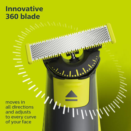 شفرات بديلة أصلية 5x 360 OneBlade من فيليبس - تناسب جميع مقابض OneBlade - ستانلس ستيل متين - تكفي لمدة 20 شهرًا، موديل QP450/50