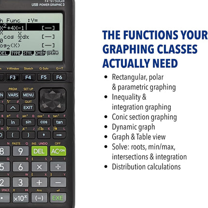 Casio fx-9750GIII, Standard Graphing Calculator, Python and Natural Text Book Display, Black