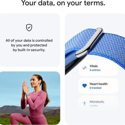 Google Fitbit Air  Screenless Activity Tracker with Fitness Personalized AI-Powered Coaching  Up to 7 Days Battery Life