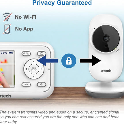 VTech VM3250 Video Baby Monitor with Camera,300m Long Range, Baby Monitor with 2.8" LCD Screen,Up to 19-hr Video Streaming,Night Vision,Secured Transmission,Temperature Sensor,Soothing Sounds,2X Zoom