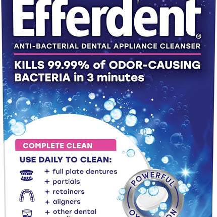 Efferdent Retainer Cleaning Tablets, Denture Cleanser Tablets for Dental Appliances, Complete Clean, 126 Tablets