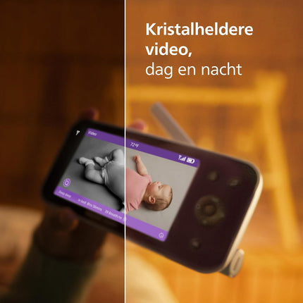 Philips Avent Premium Connected Baby Monitor, Avent's most advanced baby monitor yet with sleep and breathing monitoring via AI, Cry Translation, HD, app, SCD973/26