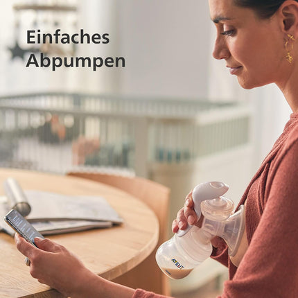 شفاط الثدي اليدوي من فيليبس أفنت - شفط سهل، بتقنية الحركة الطبيعية، خالٍ من BPA (موديل SCF430/01)، شفاف