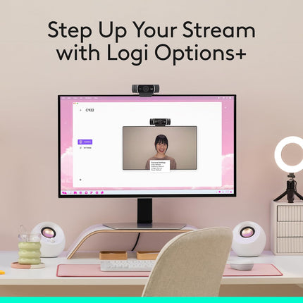 Logitech C922 Pro Stream Webcam, 1080p/30fps or 720p/60fps Hyperfast Streaming, Stereo Audio, HD Light Correction, Autofocus, For YouTube, Twitch, XSplit, PC/Mac/Laptop/Macbook/Tablet - Black