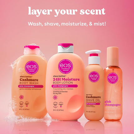 eos Cashmere Shave Oil Pink Champagne Moisturizing Soothes Prevents Irritation Razor Burn Bikini Area Approved 6 fl oz