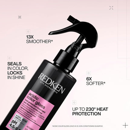 Redken Acidic Color Gloss Heat Protection Leave-In Treatment Spray | 190ml Professional heat protection leave-in treatment spray, conditions, protects color & provides molecular-level shine