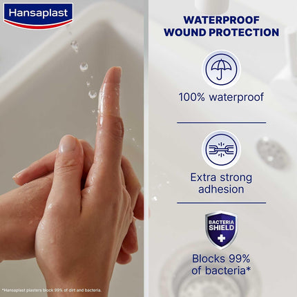 Hansaplast Aqua Protect Wound Plasters | 100% Waterproof Dressing | Plaster For Swimming and Bathing | Extra strong Adhesion | Non-stick Wound Pad | Flexible and Breathable Plaster| 20 Strips