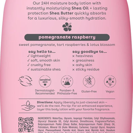 eos Shea Better Body Lotion- Pomegranate Raspberry, 24-Hour Moisture Skin Care, Lightweight & Non-Greasy, Made with Natural Shea, Vegan, 16 fl oz