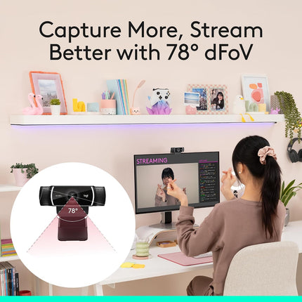 Logitech C922 Pro Stream Webcam, 1080p/30fps or 720p/60fps Hyperfast Streaming, Stereo Audio, HD Light Correction, Autofocus, For YouTube, Twitch, XSplit, PC/Mac/Laptop/Macbook/Tablet - Black