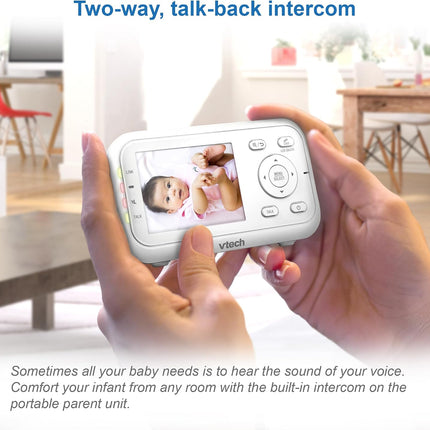 VTech VM3250 Video Baby Monitor with Camera,300m Long Range, Baby Monitor with 2.8" LCD Screen,Up to 19-hr Video Streaming,Night Vision,Secured Transmission,Temperature Sensor,Soothing Sounds,2X Zoom