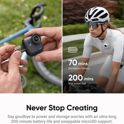 حزمة Insta360 GO Ultra Anywhere - كاميرا مدونات فيديو صغيرة 4K، بدون استخدام اليدين، كاميرا POV، مستشعر 1/1.28 بوصة، خفيفة الوزن 53 جرام، مجال رؤية 156 درجة، عمر بطارية 200 دقيقة، كاميرا حركة مغناطيسية قابلة للارتداء للرياضة، والمدونات المرئية