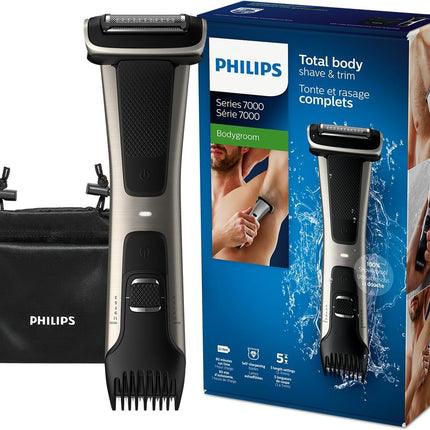Philips Bodygroom BG7025/13 | Showerproof Groin & Body Trimmer | Body Shaver, 5-Length Adjustable Comb | 80min Cordless, Skin Protection