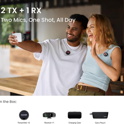 Insta360 Mic Pro (2 جهاز إرسال + 1 جهاز استقبال + علبة شحن) - ميكروفون لاسلكي