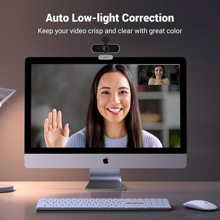 كاميرا ويب UGREEN 1080P ميكروفون كاميرا الكمبيوتر للابتوب بث فضي رمادي