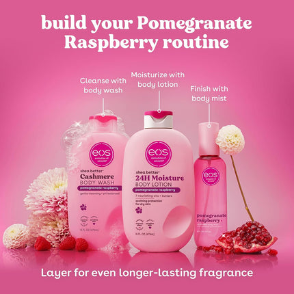 eos Shea Better Body Lotion- Pomegranate Raspberry, 24-Hour Moisture Skin Care, Lightweight & Non-Greasy, Made with Natural Shea, Vegan, 16 fl oz