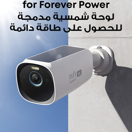 eufy Security eufyCam 3 4-Cam Kit, Security Camera Outdoor Wireless, 4K Camera with Integrated Solar Panel, Forever Power, Face Recognition AI, Expandable Local Storage, Spotlight, No Monthly Fee