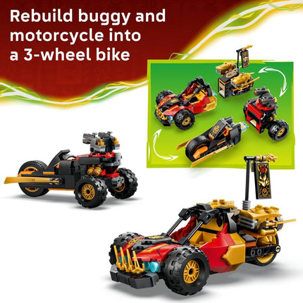 LEGO NINJAGO Kai and Cole's Combiner Vehicles 71864 Ninja Car & Motorbike Toy, 3 Minifigures incl. Kai & Cole with Katanas, Gift for 7+ Year Old Boys & Girls, 394 Pieces