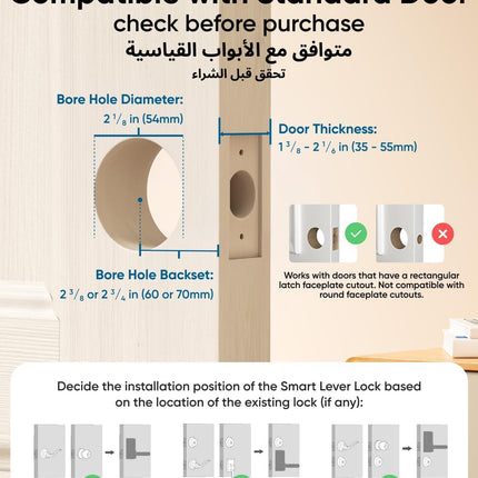 eufy Security Smart Lever Lock C33, Keyless Fingerprint Door Lock with Lever, Integrated Wi-Fi, Remote Control via App, Biometric Entry Knob, Auto-Locking, IP53 Waterproof, Nickel (2025 New Version)