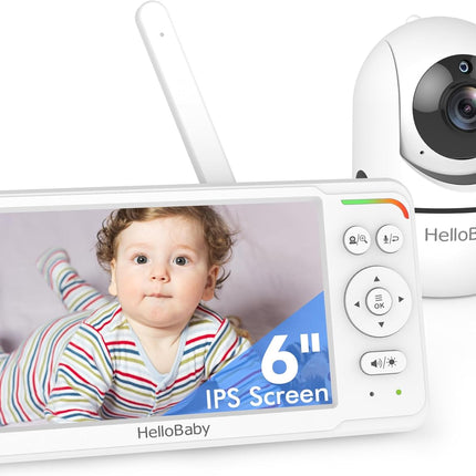 HelloBaby HB6560 No WiFi Baby Monitor with Camera 6" IPS 30h Battery PTZ