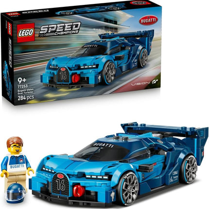 LEGO Speed Champions Bugatti Vision GT Hyper Sports Car 77253 Race Car Toy, Collectible Driver Minifigure, Gaming Model Kit, Gift for 9+ Year Old Boys & Girls, 284 Pieces