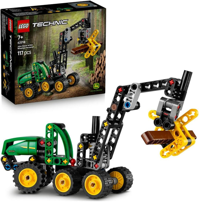LEGO Technic John Deere 1470H Wheeled Harvester 42218 Construction Vehicle Toy, Rotating Boom & Working Claw, STEM Model Kit, Gift for 7+ Year Old Boys & Girls, 117 Pieces