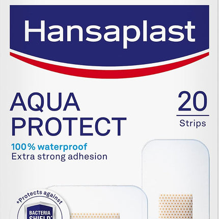 Hansaplast Aqua Protect Wound Plasters | 100% Waterproof Dressing | Plaster For Swimming and Bathing | Extra strong Adhesion | Non-stick Wound Pad | Flexible and Breathable Plaster| 20 Strips