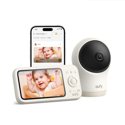 eufy Baby Monitor C10 with 2K HD Camera, 4.5" 480p Display, 4× Zoom, Pan-Tilt, Night Vision, Hybrid Wi-Fi & No Wi-Fi Connection, 12 H Battery, Motion, Cry, Noises, Temperature Alters, 2-Way Talk, VOX