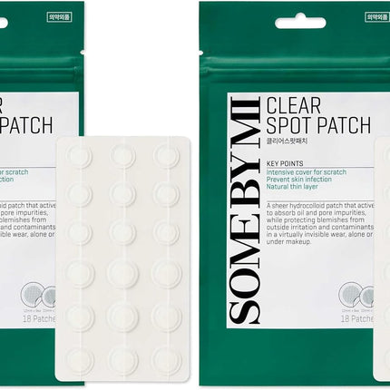 Some By Mi 30 Days Miracle Clear Spot Patch | 18 Counts, 2 Size(10mm 9Counts, 12mm 9Counts) | Invisible Hydrocolloid Skin Trouble & Pimple Patch with No Irritation | Pack of 2