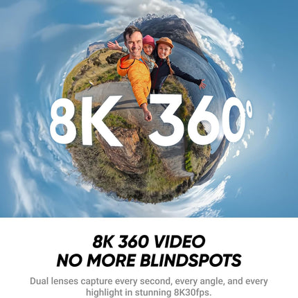 حزمة السفر Insta360 X4 - كاميرا 360 خفيفة الوزن بوزن 165 جرامًا بدقة 8K، عصا سيلفي غير مرئية، عدسات قابلة للاستبدال، صوّر أولاً وأعد التأطير لاحقًا، واقي رياح مدمج، تثبيت FlowState، تطبيق مدعوم بالذكاء الاصطناعي