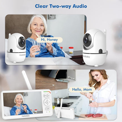 HelloBaby HB6560 No WiFi Baby Monitor with Camera 6" IPS 30h Battery PTZ