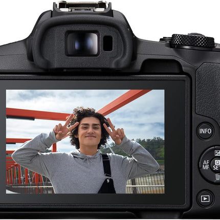 Canon EOS R50 Mirrorless Camera RF-S18-45mm F4.5-6.3 is STM Lens Kit, 24.2 Megapixel CMOS (APS-C) Sensor, 4K Video, Hybrid Camera, Photo and Video, Vlogging, Content Creator, RF Mount, Black