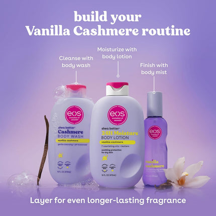 eos Shea Better Body Lotion- Vanilla Cashmere, 24-Hour Moisture Skin Care, Lightweight & Non-Greasy, Made with Natural Shea, Vegan, 16 fl oz