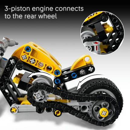 LEGO Technic Yellow Motorbike 42225 Motorbike Model Kit, 3-Piston Engine, STEM Building Set for Kids, Gift for 7+ Year Old Boys & Girls, 151 Pieces