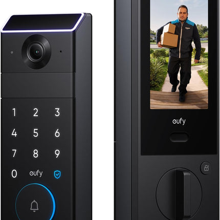 eufy FamiLock S3 Max Smart Lock with Palm Vein Recognition - Keyless Entry Door Lock for Front Door, 3-in-1 Wi-Fi Keypad Deadbolt+ 2K HDR Camera+ Doorbell, ANSI/BHMA Grade 1, Rear Lock Video Screen
