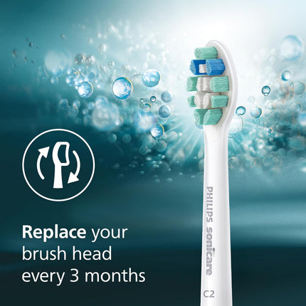 Philips Sonicare Genuine C2 Optimal Plaque Control Toothbrush Heads, 3 Brush Heads, White, HX9023/65