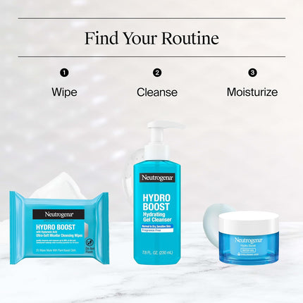 Neutrogena Hydro Boost Cleansing Towelettes, Hydrating Face Wipes, 25 Count