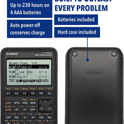 Casio fx-9750GIII, Standard Graphing Calculator, Python and Natural Text Book Display, Black