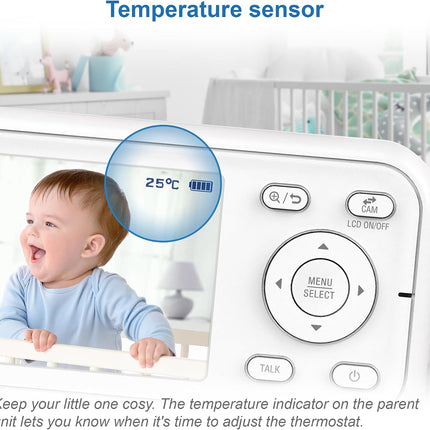 VTech VM3250 Video Baby Monitor with Camera,300m Long Range, Baby Monitor with 2.8" LCD Screen,Up to 19-hr Video Streaming,Night Vision,Secured Transmission,Temperature Sensor,Soothing Sounds,2X Zoom