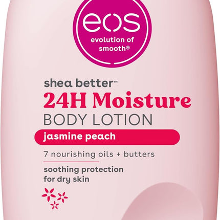 eos Shea Better Body Lotion- Jasmine Peach, 24-Hour Moisture Skin Care, Lightweight & Non-Greasy, Made with Natural Shea, Vegan, 16 fl oz