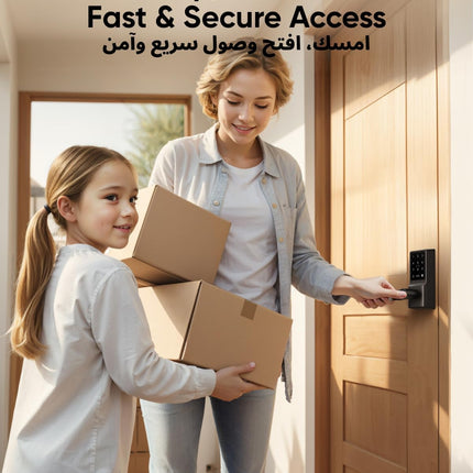 eufy Security Smart Lever Lock C33, Keyless Fingerprint Door Lock with Lever, Integrated Wi-Fi, Remote Control via App, Biometric Entry Knob, Auto-Locking, IP53 Waterproof, Nickel (2025 New Version)