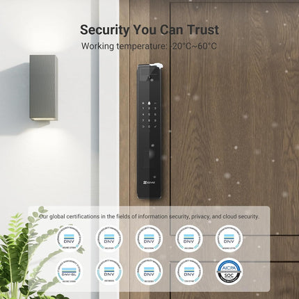EZVIZ Smart Lock Y3000FVP PLUS, 8-in-1 Smart Door Lock, Palm Vein & 3D Face Recognition Door Lock, Built-in Wifi+8GB storage, Night Vision, Active Intercom & Child Safety (6068 Mortise)