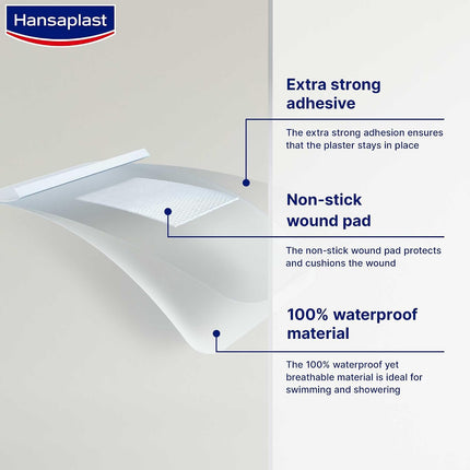 Hansaplast Aqua Protect Wound Plasters | 100% Waterproof Dressing | Plaster For Swimming and Bathing | Extra strong Adhesion | Non-stick Wound Pad | Flexible and Breathable Plaster| 20 Strips