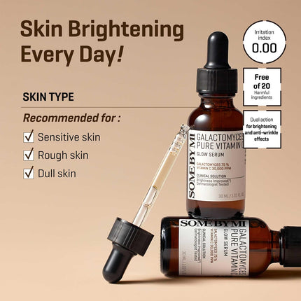Some By Mi Galactomyces Pure Vitamin C Glow Serum | 30Ml | Daily Brightening Vitamin C Serum For Glass Skin | Improvement Of Skin Texture & Elasticity