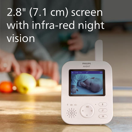 Philips AVENT Philips Baby Monitor with Camera Advanced - DEKRA Certified Private and Safe - 2.8 Inch Display, x2 Zoom, Infrared Night Vision, Lullabies (Model SCD881/26)