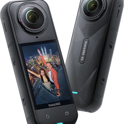 كاميرا Insta360 X5 - كاميرا تصوير بانورامي 8K مقاومة للماء، أداء رائد في الإضاءة المنخفضة، تأثير عصا سيلفي غير مرئية، عدسة متينة وقابلة للاستبدال، بطارية تدوم 3 ساعات، تصميم بثلاث شرائح معالجة بالذكاء الاصطناعي