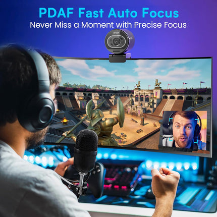 كاميرا ويب EMEET S600 بدقة 4K للبث المباشر - مستشعر 1/2.55 بوصة، ضبط تلقائي للصورة بتقنية PDAF