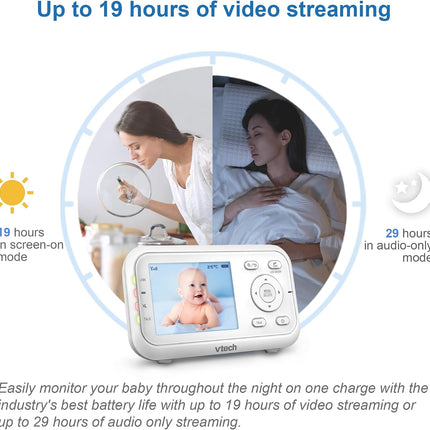 VTech VM3250 Video Baby Monitor with Camera,300m Long Range, Baby Monitor with 2.8" LCD Screen,Up to 19-hr Video Streaming,Night Vision,Secured Transmission,Temperature Sensor,Soothing Sounds,2X Zoom