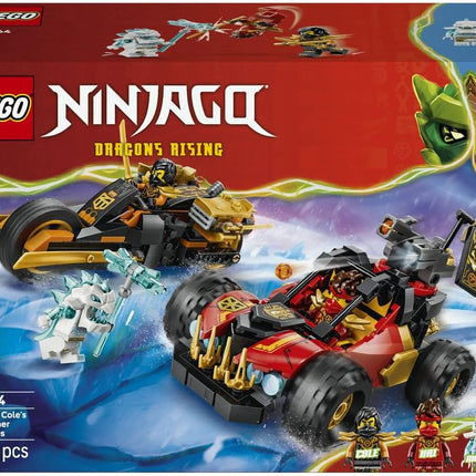 LEGO NINJAGO Kai and Cole's Combiner Vehicles 71864 Ninja Car & Motorbike Toy, 3 Minifigures incl. Kai & Cole with Katanas, Gift for 7+ Year Old Boys & Girls, 394 Pieces